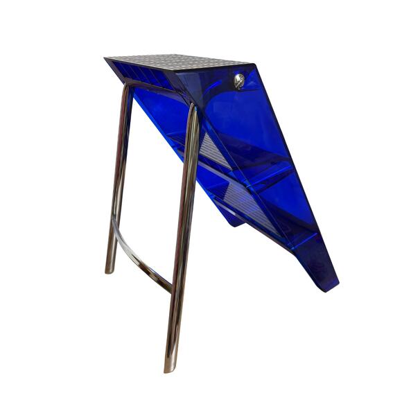 Kartell Upper Step Ladder Cobalt Blue Alberto Meda Design Chrome Legs - Picture 6 of 6